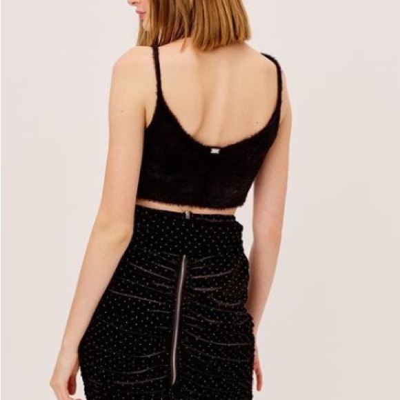 For Love and Lemons Dolls Kill Margot Black Velvet Gold Stud Ruched Mini Skirt - Picture 2 of 16